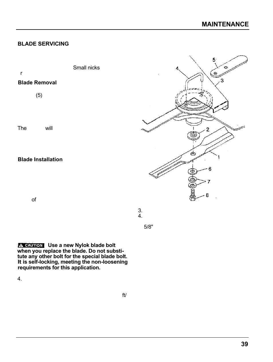 Blade servlclng, Maintenance | HONDA MM60 User Manual | Page 40 / 59