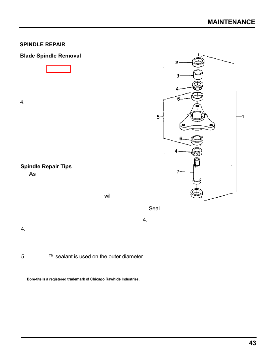 Spindle repair, Maintenance | HONDA MM60 User Manual | Page 44 / 59