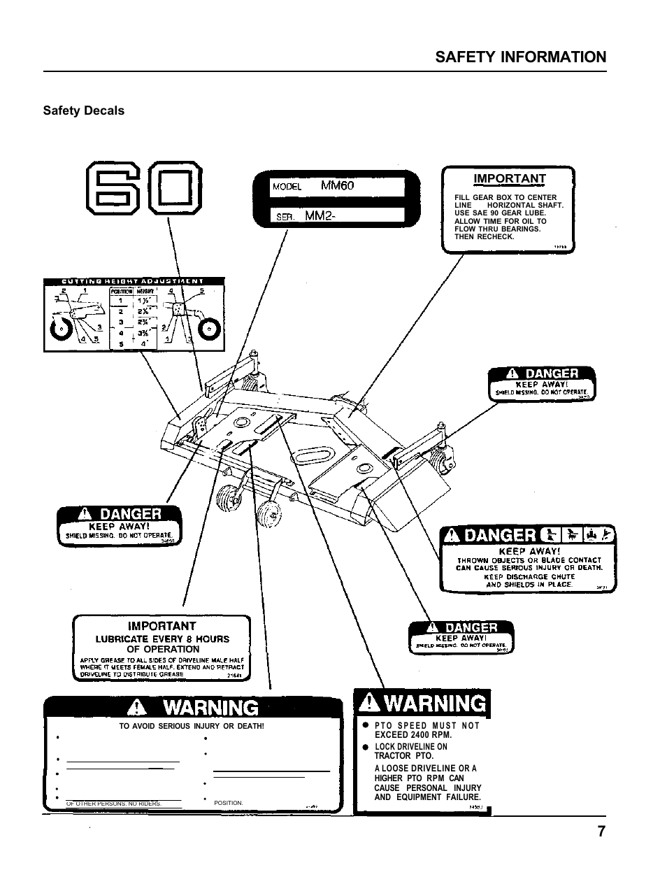 Safety decals, Safety information | HONDA MM60 User Manual | Page 8 / 59