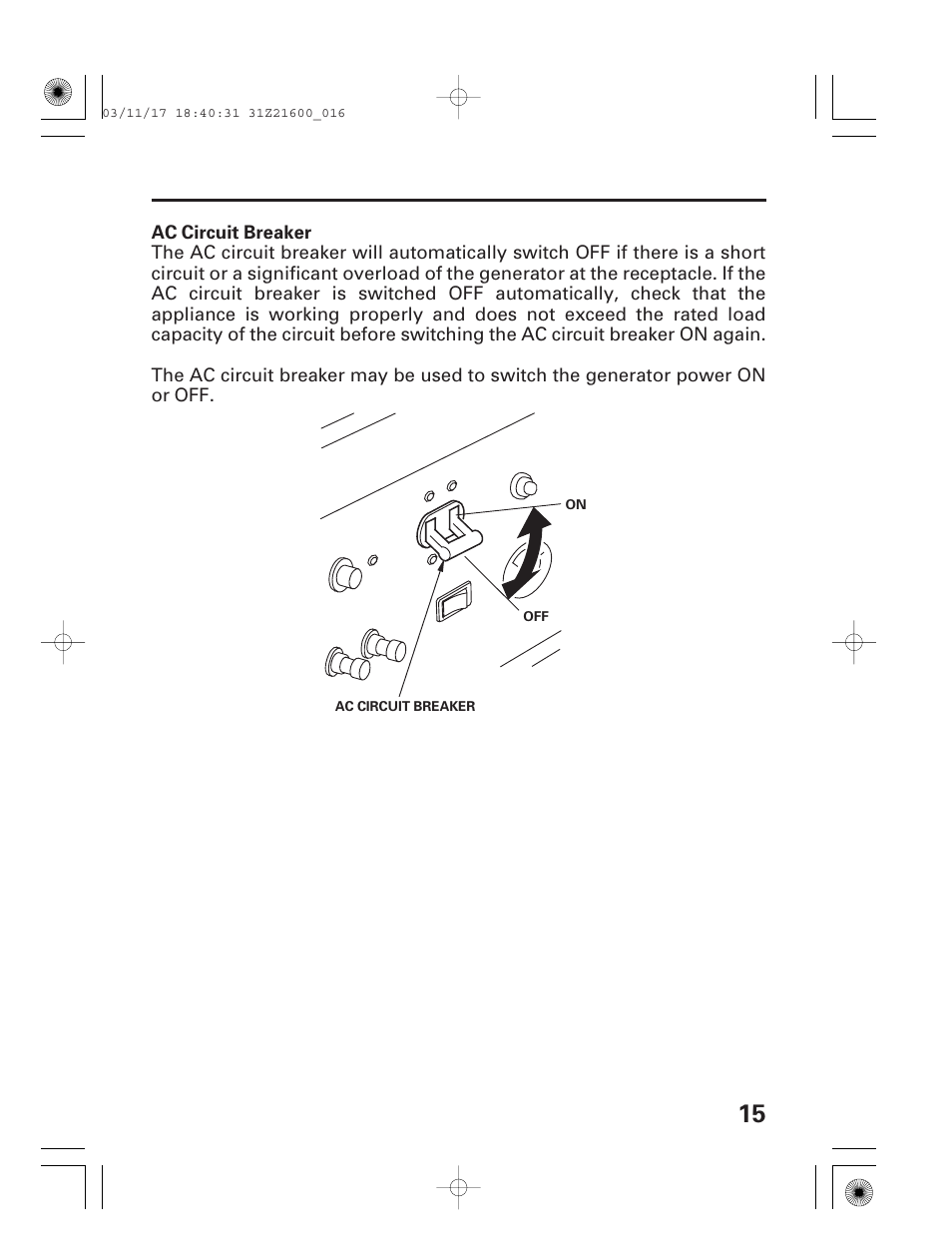 Ac circuit breaker | HONDA EM3800SX User Manual | Page 17 / 71