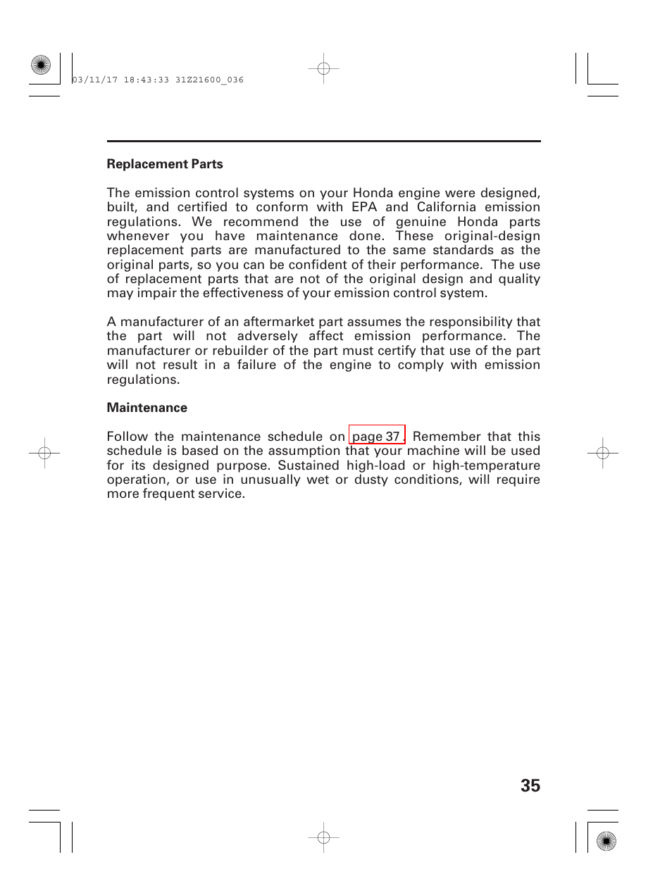 HONDA EM3800SX User Manual | Page 37 / 71