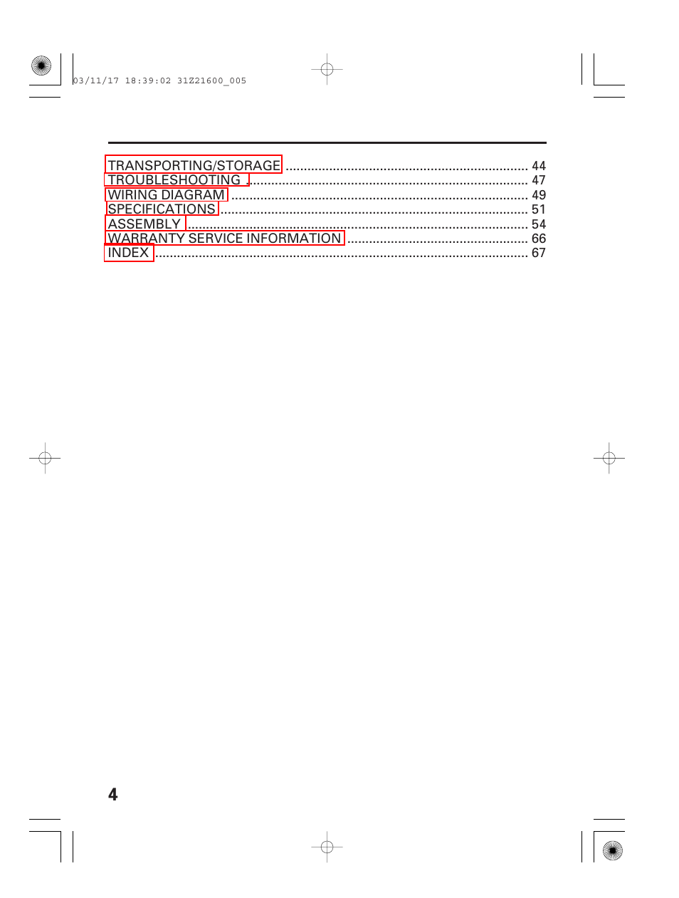 HONDA EM3800SX User Manual | Page 6 / 71