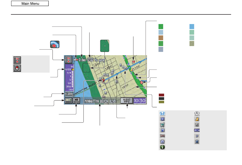Driving to your destination, 2010 civic, Map screen legend | HONDA 2010 Civic Navigation User Manual | Page 51 / 153
