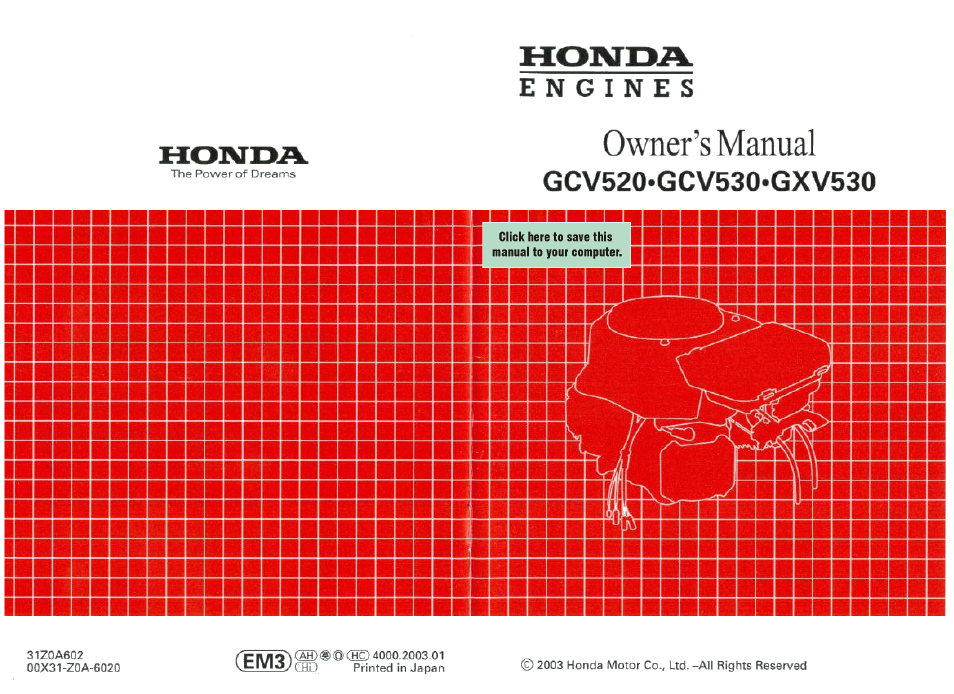 HONDA GXV530 User Manual | 60 pages