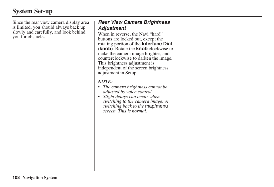 System set-up | HONDA 2008 MDX 00X31-STX-8100 User Manual | Page 109 / 172