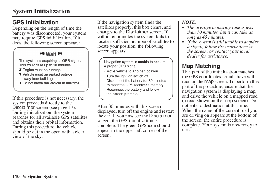 System initialization | HONDA 2008 MDX 00X31-STX-8100 User Manual | Page 111 / 172