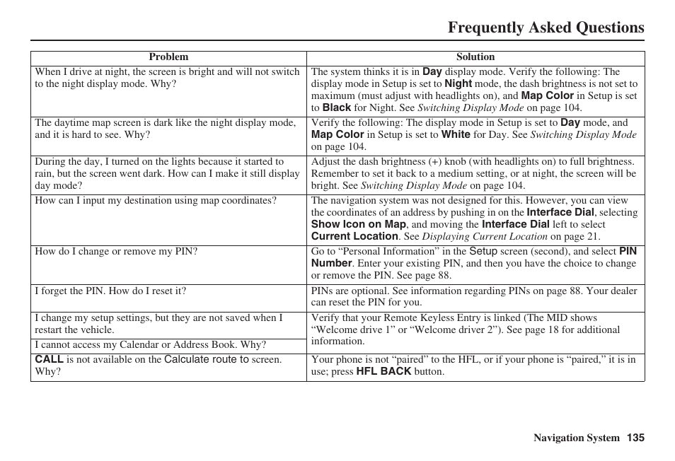 Frequently asked questions | HONDA 2008 MDX 00X31-STX-8100 User Manual | Page 136 / 172