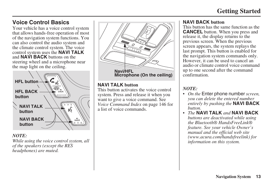 Getting started | HONDA 2008 MDX 00X31-STX-8100 User Manual | Page 14 / 172