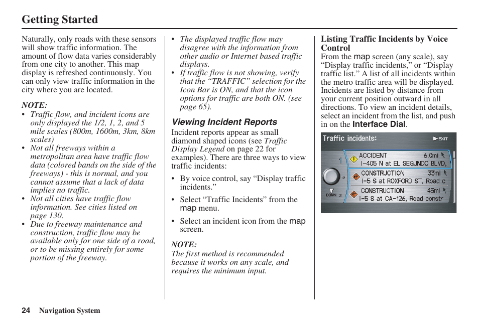 Getting started | HONDA 2008 MDX 00X31-STX-8100 User Manual | Page 25 / 172