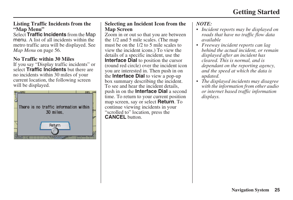 Getting started | HONDA 2008 MDX 00X31-STX-8100 User Manual | Page 26 / 172