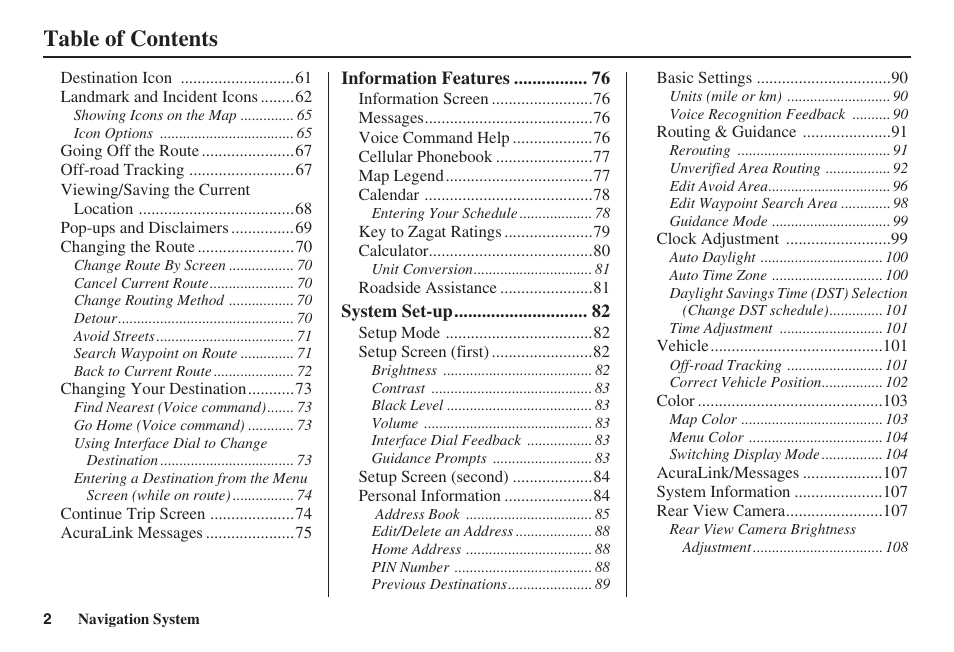 HONDA 2008 MDX 00X31-STX-8100 User Manual | Page 3 / 172