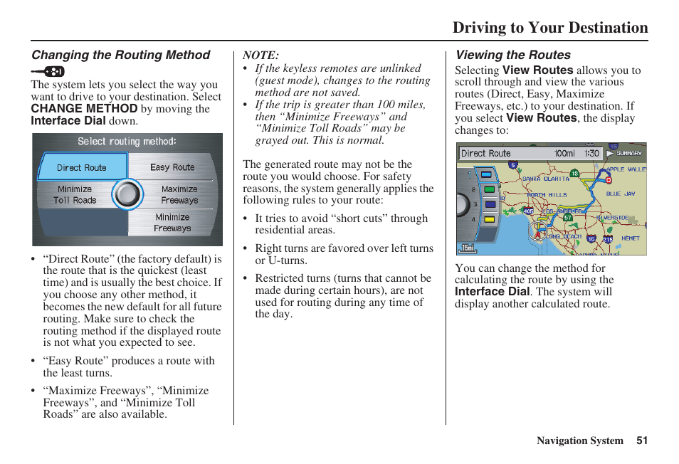 Driving to your destination | HONDA 2008 MDX 00X31-STX-8100 User Manual | Page 52 / 172