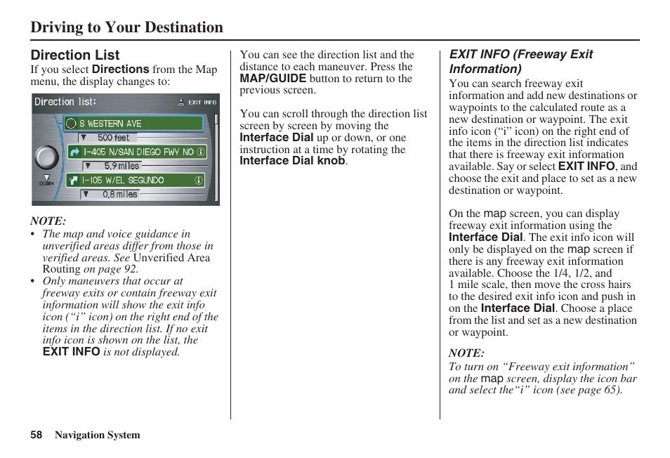 Driving to your destination | HONDA 2008 MDX 00X31-STX-8100 User Manual | Page 59 / 172