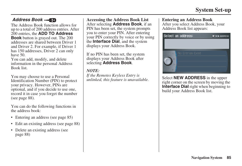 System set-up | HONDA 2008 MDX 00X31-STX-8100 User Manual | Page 86 / 172