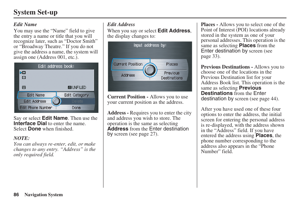 System set-up | HONDA 2008 MDX 00X31-STX-8100 User Manual | Page 87 / 172