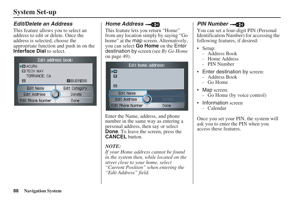 System set-up | HONDA 2008 MDX 00X31-STX-8100 User Manual | Page 89 / 172