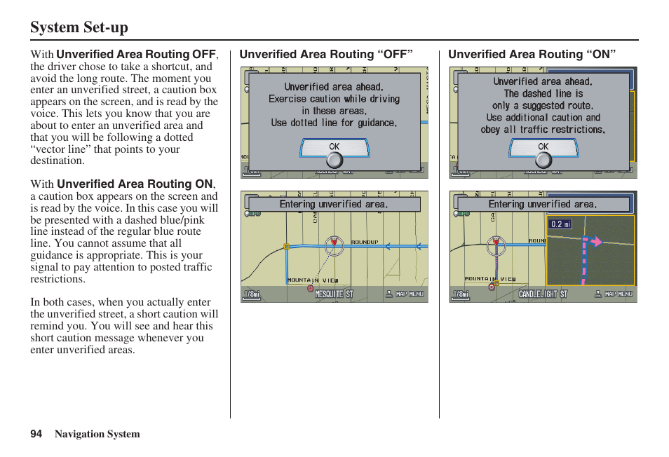 System set-up | HONDA 2008 MDX 00X31-STX-8100 User Manual | Page 95 / 172