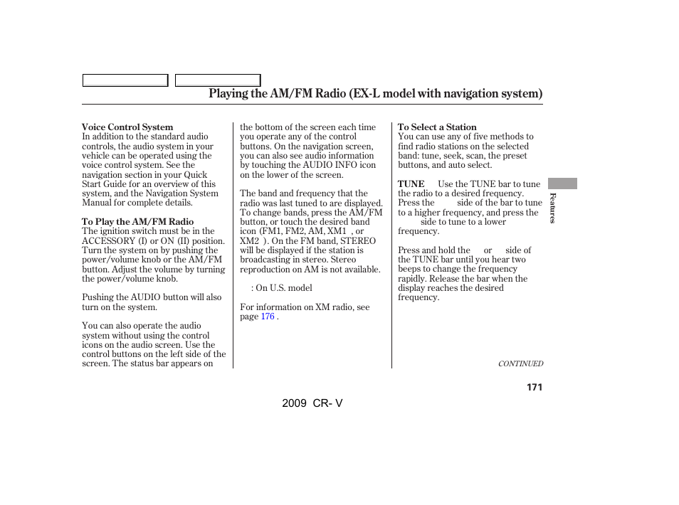 HONDA 2009 CR-V User Manual | Page 175 / 373