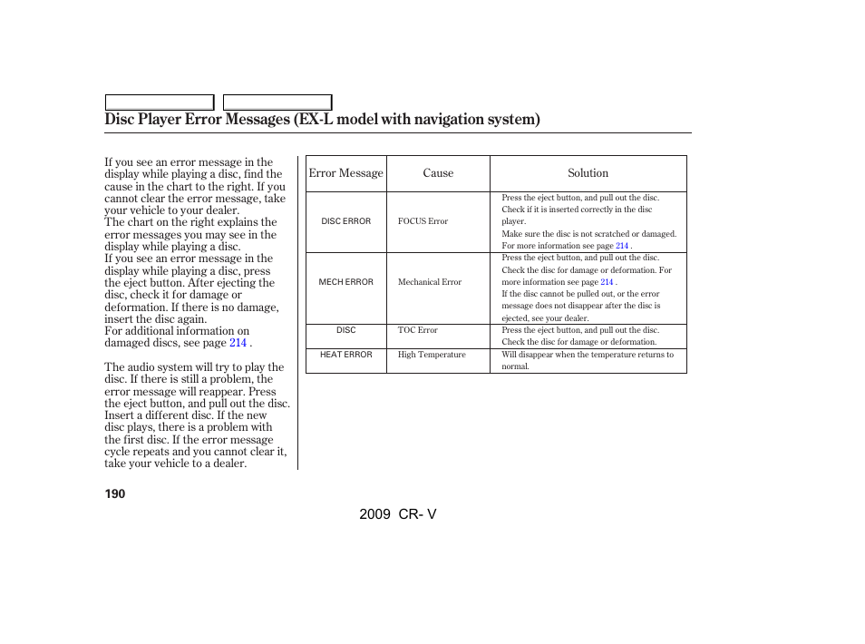 2009 cr- v | HONDA 2009 CR-V User Manual | Page 194 / 373