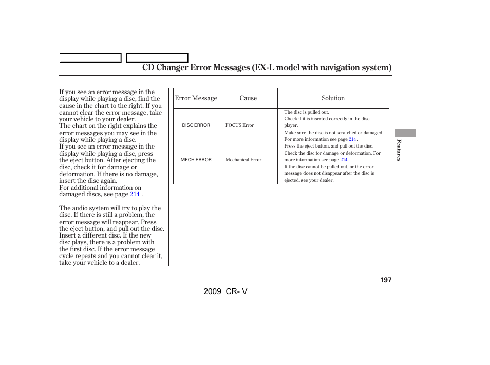 2009 cr- v | HONDA 2009 CR-V User Manual | Page 201 / 373