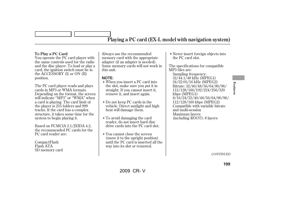 HONDA 2009 CR-V User Manual | Page 203 / 373