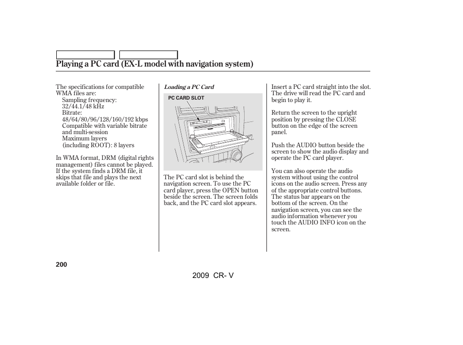 HONDA 2009 CR-V User Manual | Page 204 / 373