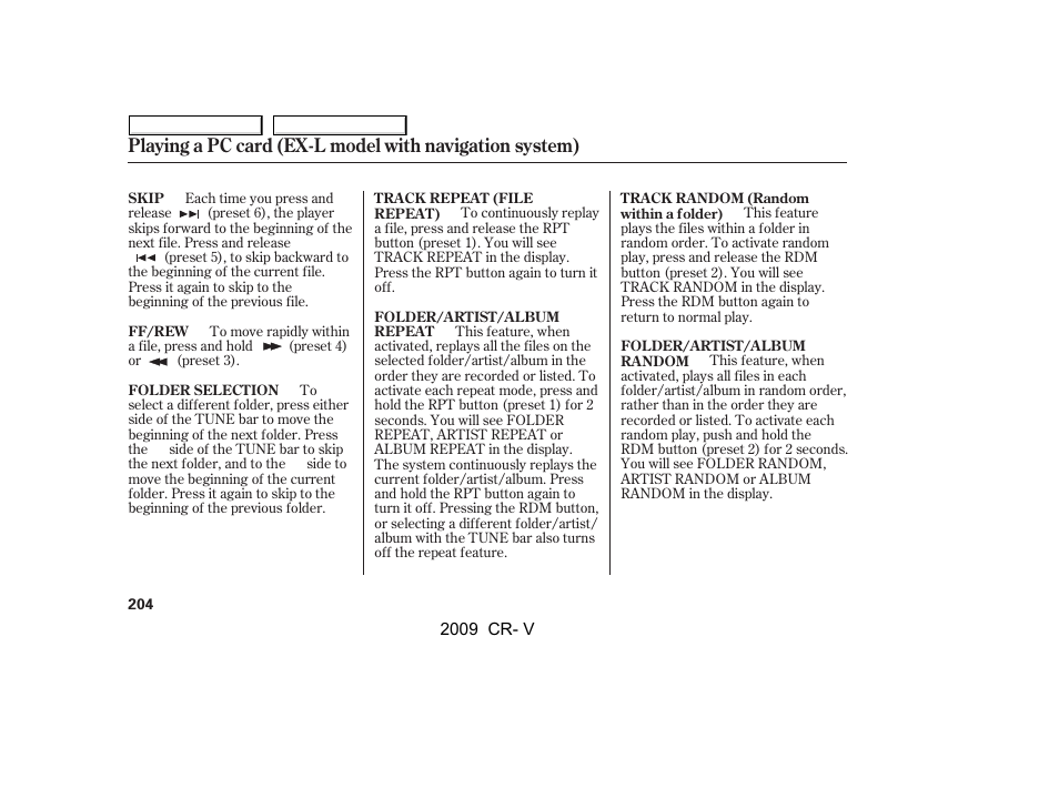 HONDA 2009 CR-V User Manual | Page 208 / 373