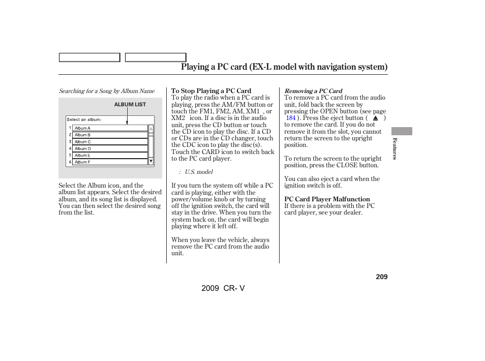HONDA 2009 CR-V User Manual | Page 213 / 373