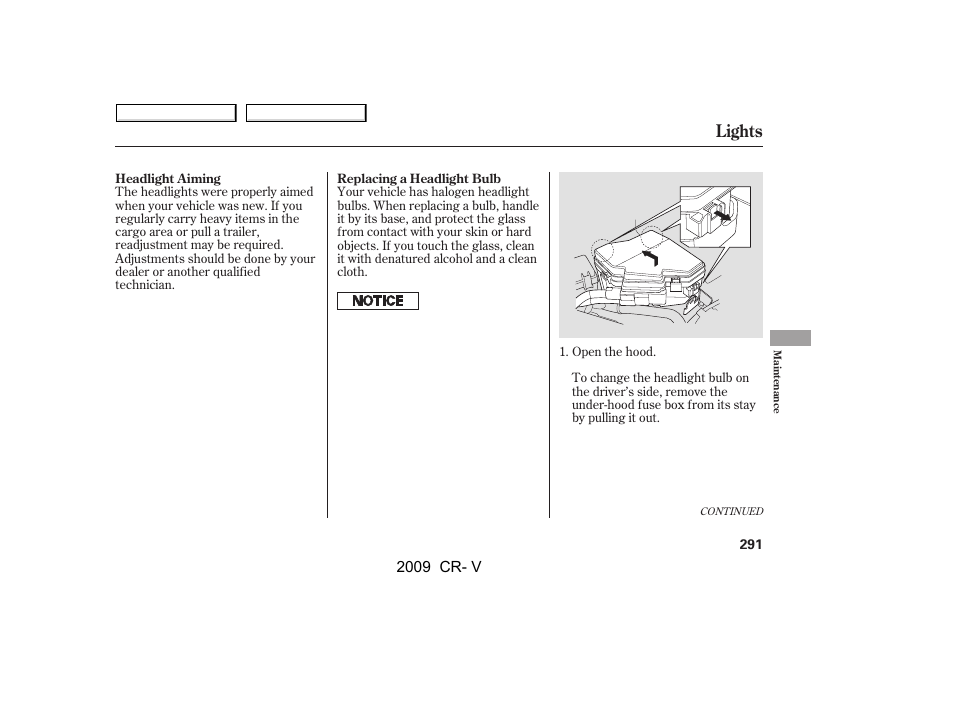 Lights | HONDA 2009 CR-V User Manual | Page 295 / 373