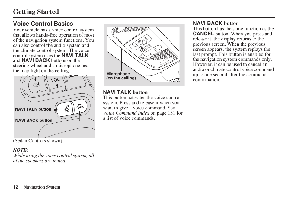 Getting started | HONDA 2008 Civic Hybrid 00X31-SNC-8100 User Manual | Page 13 / 146