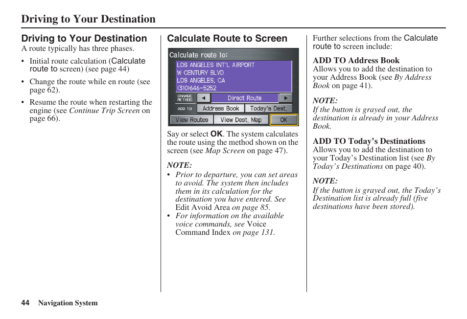 Driving to your destination | HONDA 2008 Civic Hybrid 00X31-SNC-8100 User Manual | Page 45 / 146