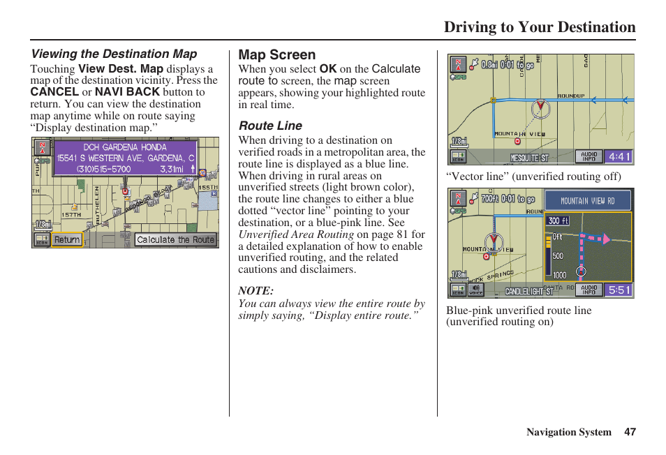 Driving to your destination | HONDA 2008 Civic Hybrid 00X31-SNC-8100 User Manual | Page 48 / 146