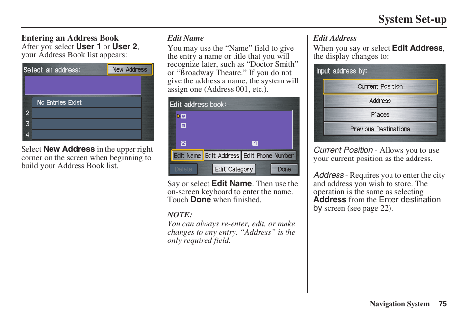 System set-up | HONDA 2008 Civic Hybrid 00X31-SNC-8100 User Manual | Page 76 / 146