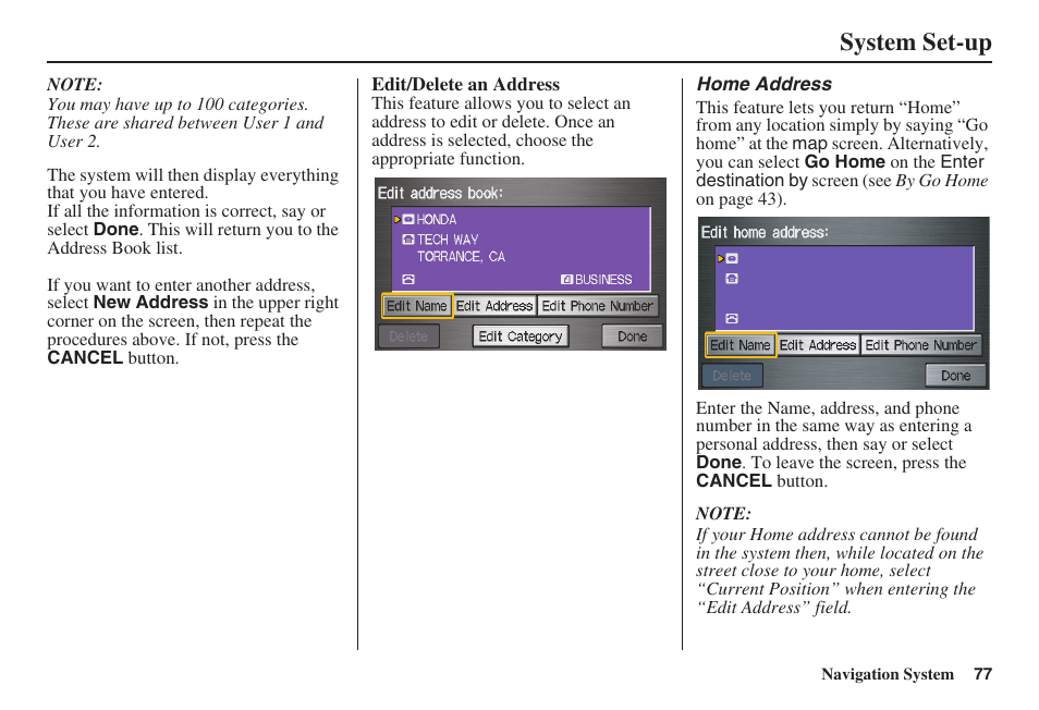 System set-up | HONDA 2008 Civic Hybrid 00X31-SNC-8100 User Manual | Page 78 / 146