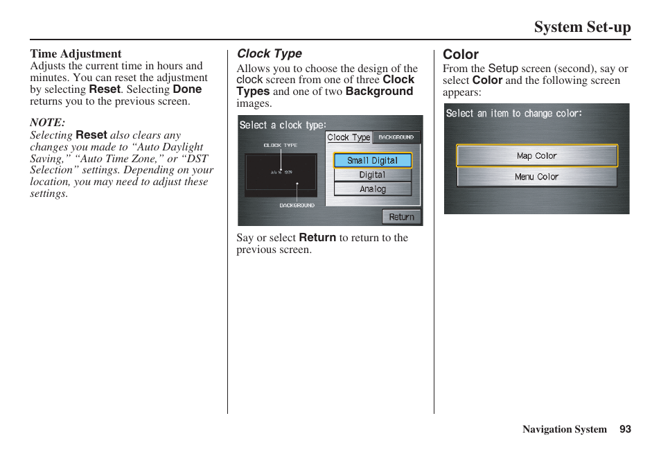 System set-up | HONDA 2008 Civic Hybrid 00X31-SNC-8100 User Manual | Page 94 / 146