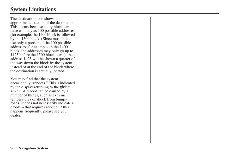 System limitations | HONDA 2008 Civic Hybrid 00X31-SNC-8100 User Manual | Page 99 / 146