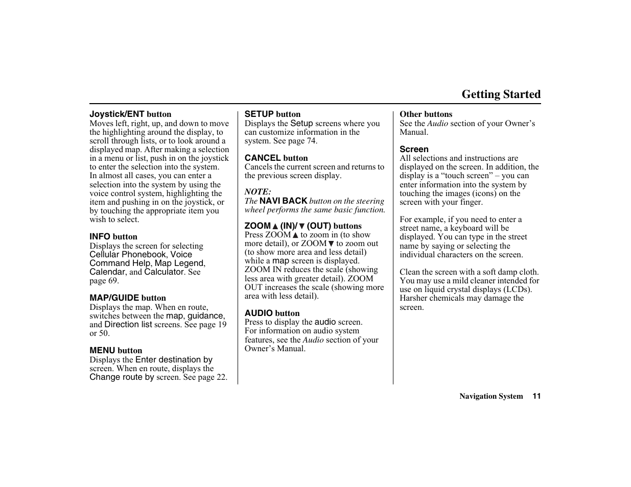Getting started | HONDA 2010 Insight Navigation User Manual | Page 12 / 153