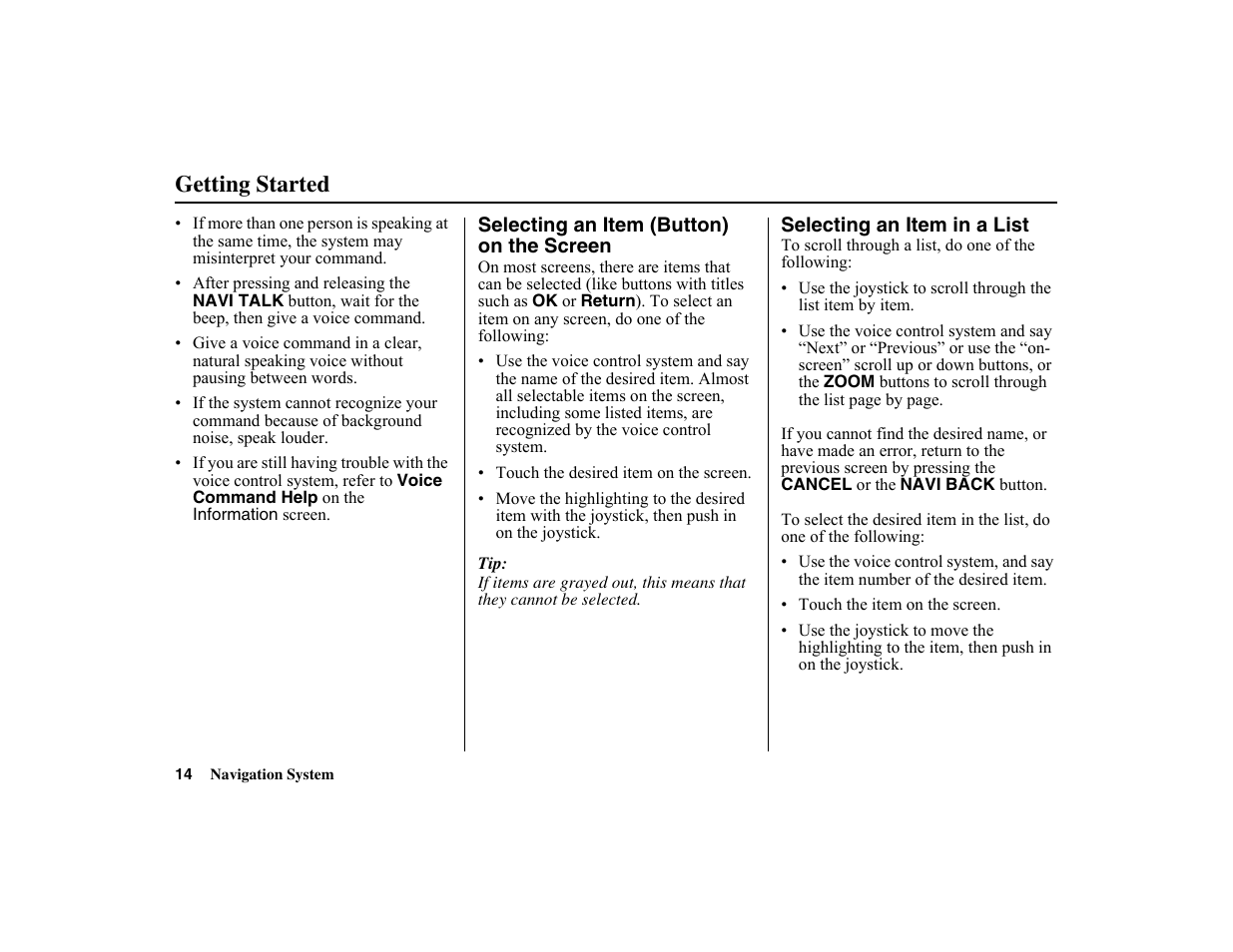Getting started | HONDA 2010 Insight Navigation User Manual | Page 15 / 153