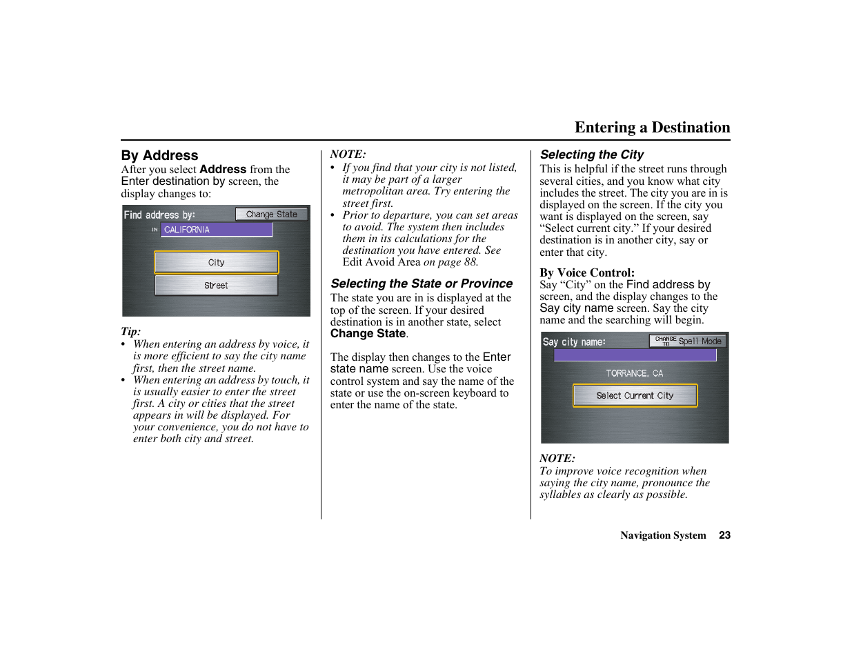 Entering a destination | HONDA 2010 Insight Navigation User Manual | Page 24 / 153