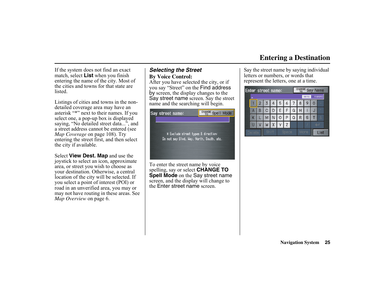 Entering a destination | HONDA 2010 Insight Navigation User Manual | Page 26 / 153