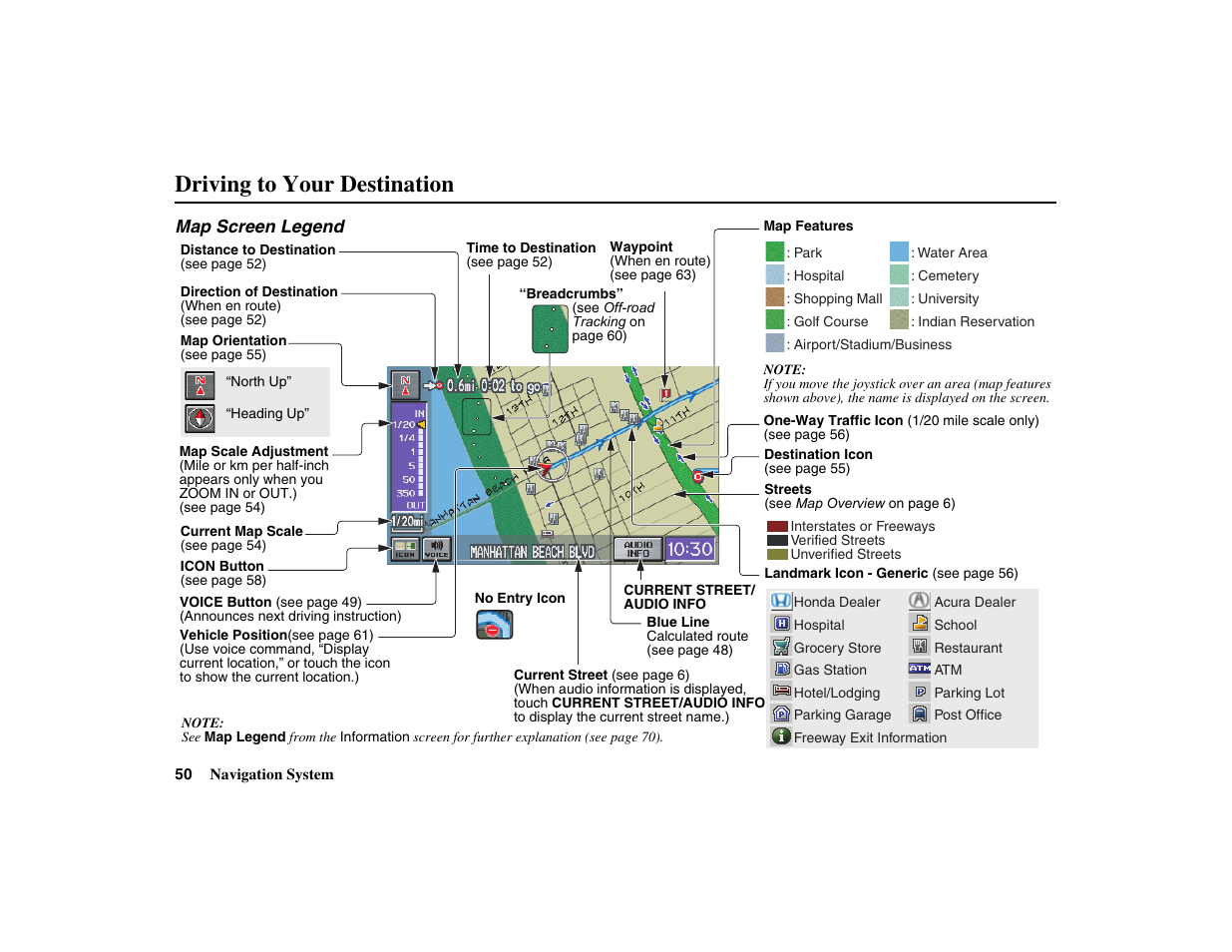 Driving to your destination | HONDA 2010 Insight Navigation User Manual | Page 51 / 153