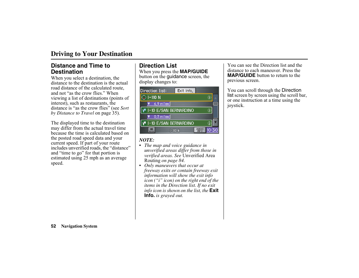 Driving to your destination | HONDA 2010 Insight Navigation User Manual | Page 53 / 153