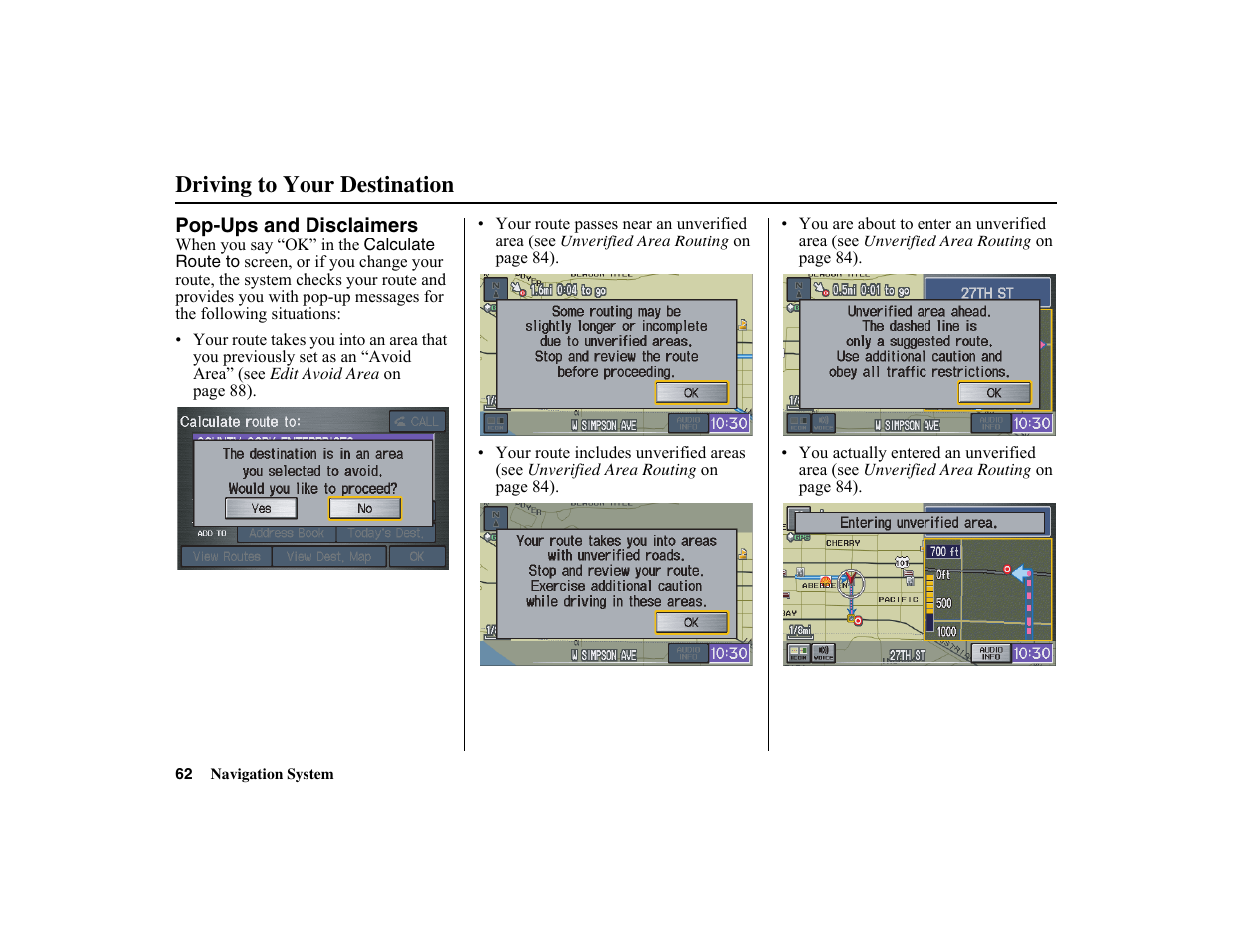 Driving to your destination | HONDA 2010 Insight Navigation User Manual | Page 63 / 153
