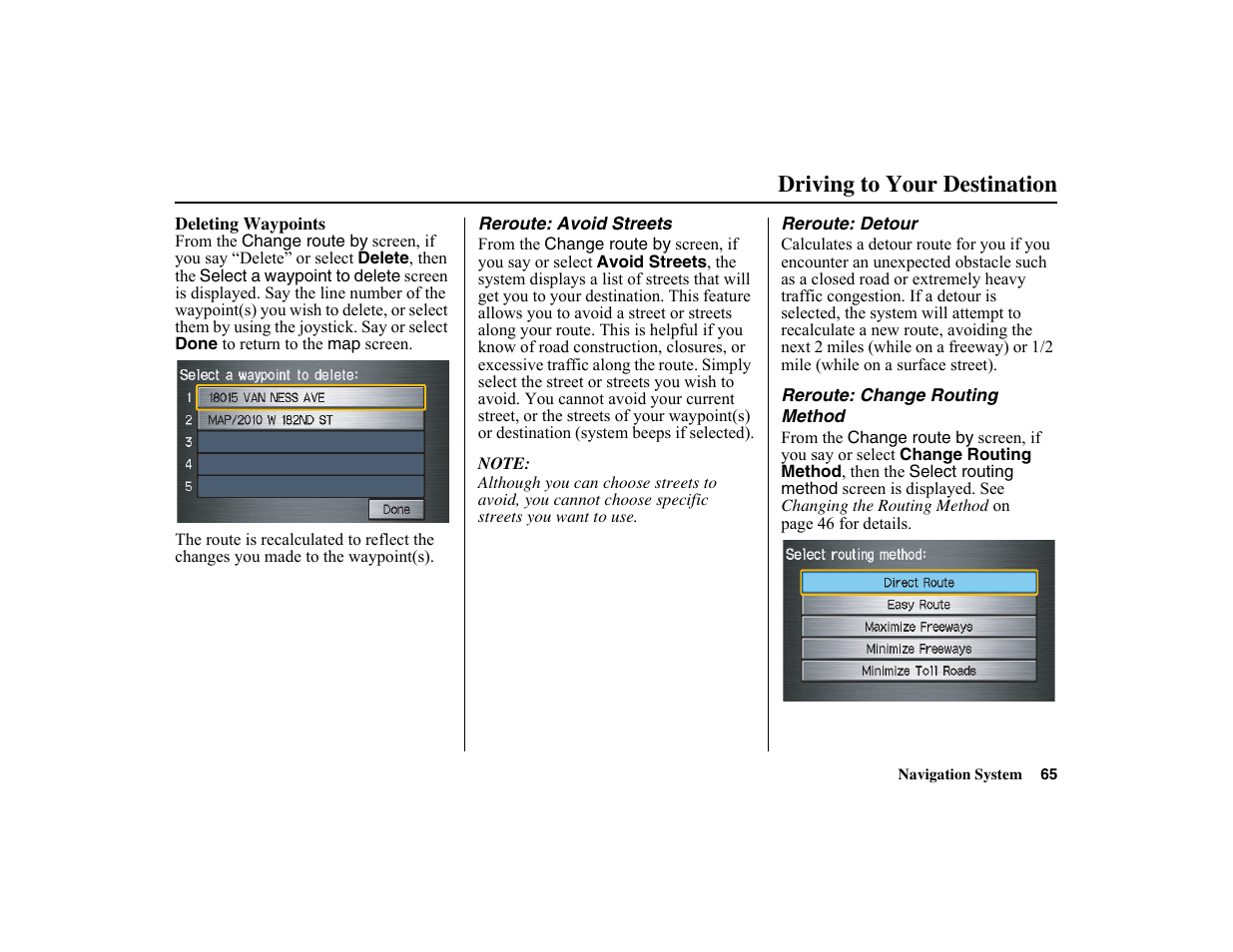 Driving to your destination | HONDA 2010 Insight Navigation User Manual | Page 66 / 153