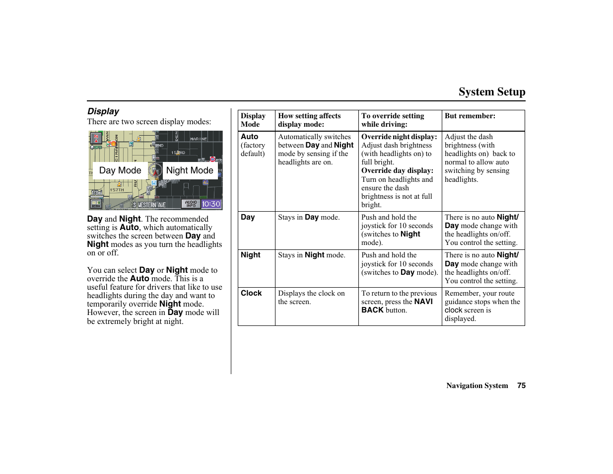 System setup | HONDA 2010 Insight Navigation User Manual | Page 76 / 153