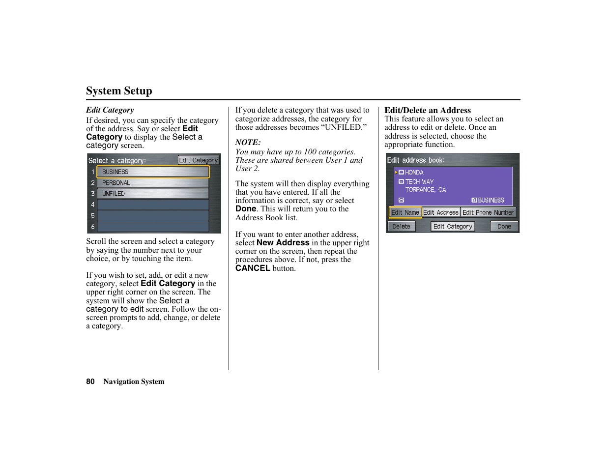 System setup | HONDA 2010 Insight Navigation User Manual | Page 81 / 153