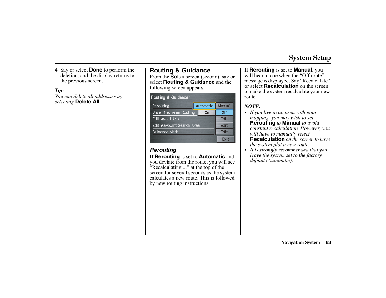 System setup | HONDA 2010 Insight Navigation User Manual | Page 84 / 153