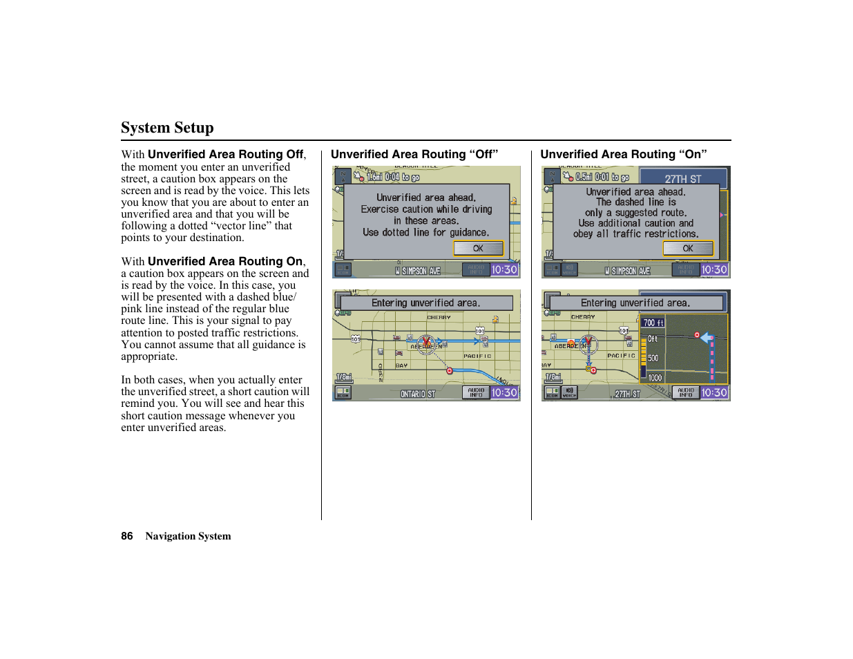 System setup | HONDA 2010 Insight Navigation User Manual | Page 87 / 153