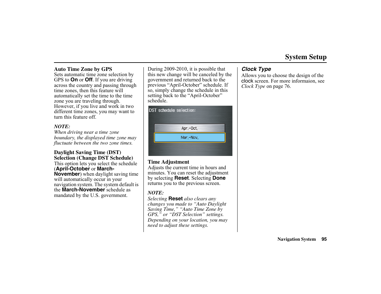 System setup | HONDA 2010 Insight Navigation User Manual | Page 96 / 153