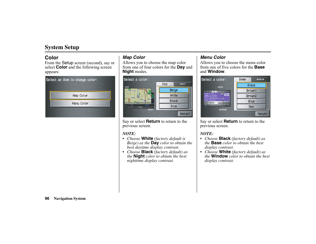 System setup | HONDA 2010 Insight Navigation User Manual | Page 97 / 153